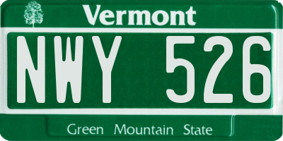 VT license plate NWY526