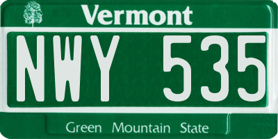 VT license plate NWY535