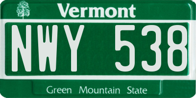 VT license plate NWY538