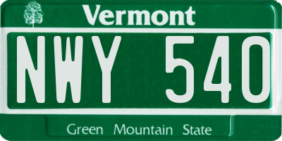 VT license plate NWY540