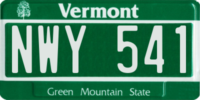 VT license plate NWY541
