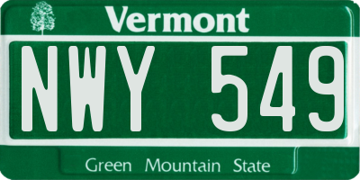 VT license plate NWY549