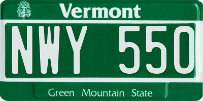 VT license plate NWY550