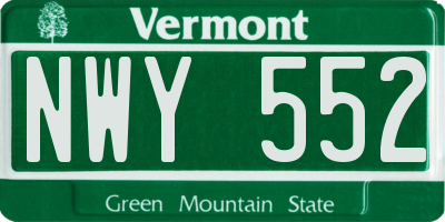 VT license plate NWY552