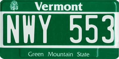 VT license plate NWY553