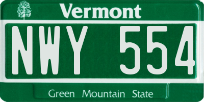 VT license plate NWY554
