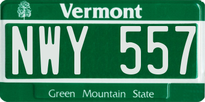VT license plate NWY557