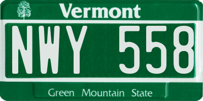 VT license plate NWY558