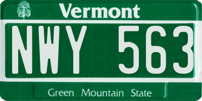 VT license plate NWY563