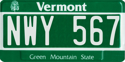 VT license plate NWY567