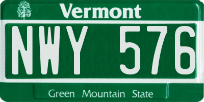 VT license plate NWY576
