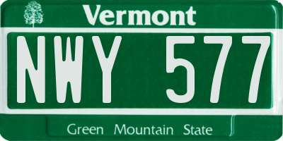 VT license plate NWY577