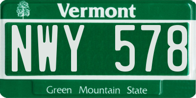 VT license plate NWY578