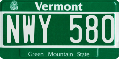 VT license plate NWY580