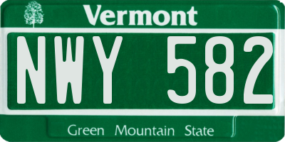 VT license plate NWY582