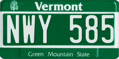 VT license plate NWY585