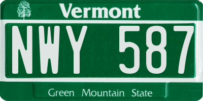 VT license plate NWY587