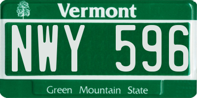 VT license plate NWY596