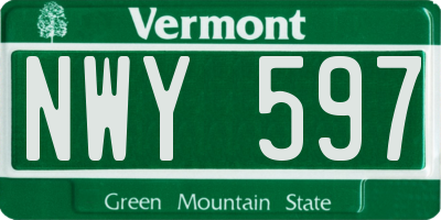 VT license plate NWY597