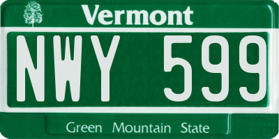 VT license plate NWY599