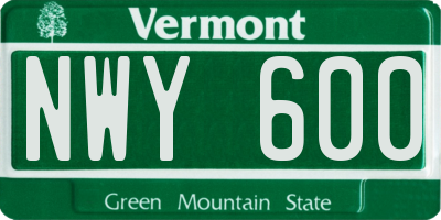 VT license plate NWY600