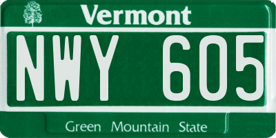 VT license plate NWY605