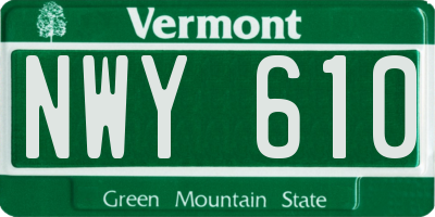 VT license plate NWY610
