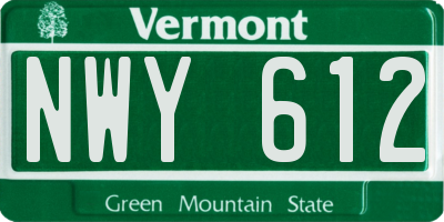 VT license plate NWY612