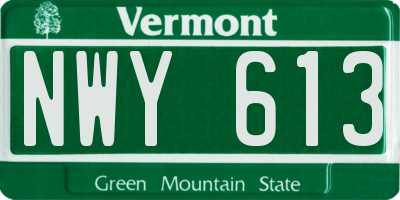 VT license plate NWY613
