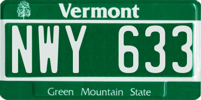 VT license plate NWY633