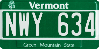 VT license plate NWY634