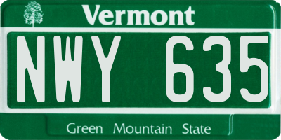 VT license plate NWY635