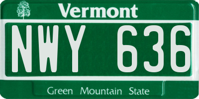 VT license plate NWY636