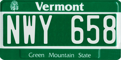 VT license plate NWY658