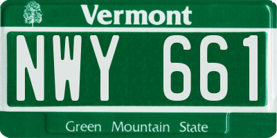 VT license plate NWY661