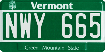 VT license plate NWY665