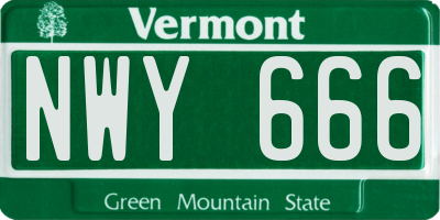 VT license plate NWY666