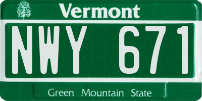 VT license plate NWY671