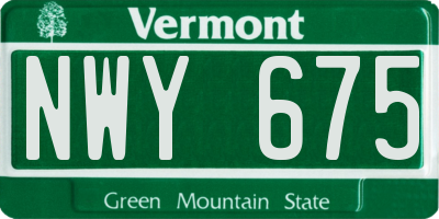 VT license plate NWY675