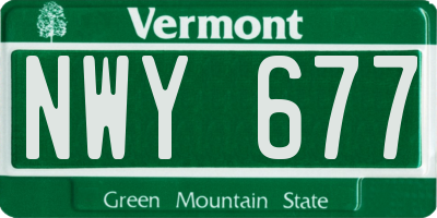 VT license plate NWY677