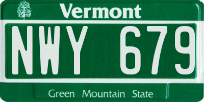 VT license plate NWY679
