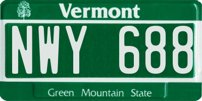 VT license plate NWY688