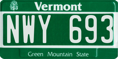 VT license plate NWY693