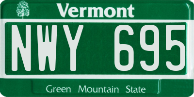 VT license plate NWY695