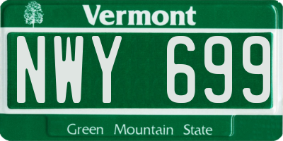 VT license plate NWY699