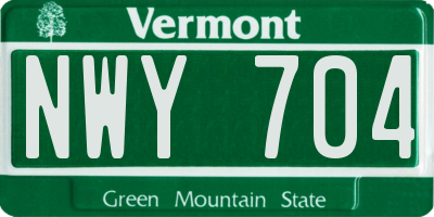 VT license plate NWY704