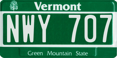 VT license plate NWY707
