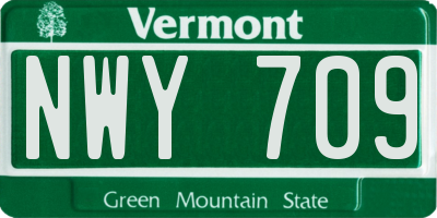 VT license plate NWY709
