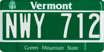 VT license plate NWY712