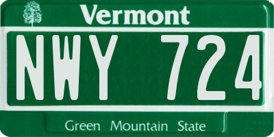 VT license plate NWY724